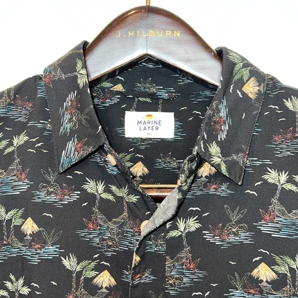 Marine Layer Short Sleeve Camp Shirt Size M/L Black Multi Color NWOT - Picture 5 of 13